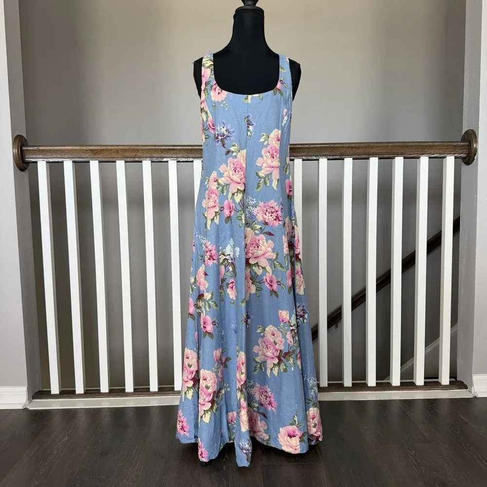 gap linen blend square neck maxi dress Linen-Blend Empire Waist Maxi Dress